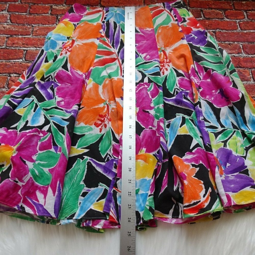 Lauren Ralph Lauren Floral Skirt Multicolor Flower Lined Cotton Colorful Size 2 - Picture 12 of 12